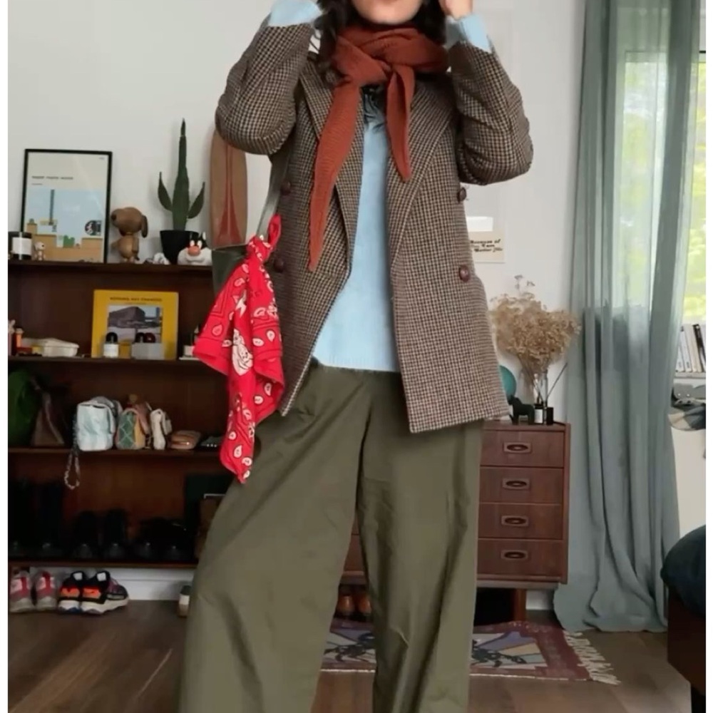 COS Brown Checkered Blazer